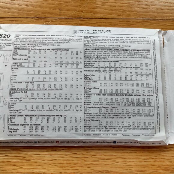 Plus Size 20-28 Sewing Pattern Dress Top Jacket Pants UNCUT Simplicity 1620 - Picture 5 of 9